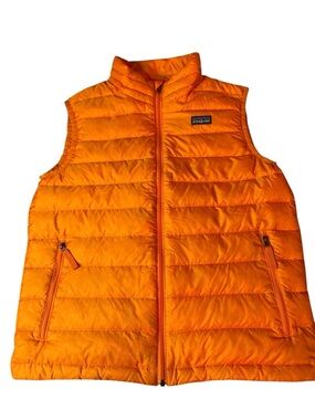 Patagonia Down Vest Orange Kids L 12 Womens XS Puffer Jacket